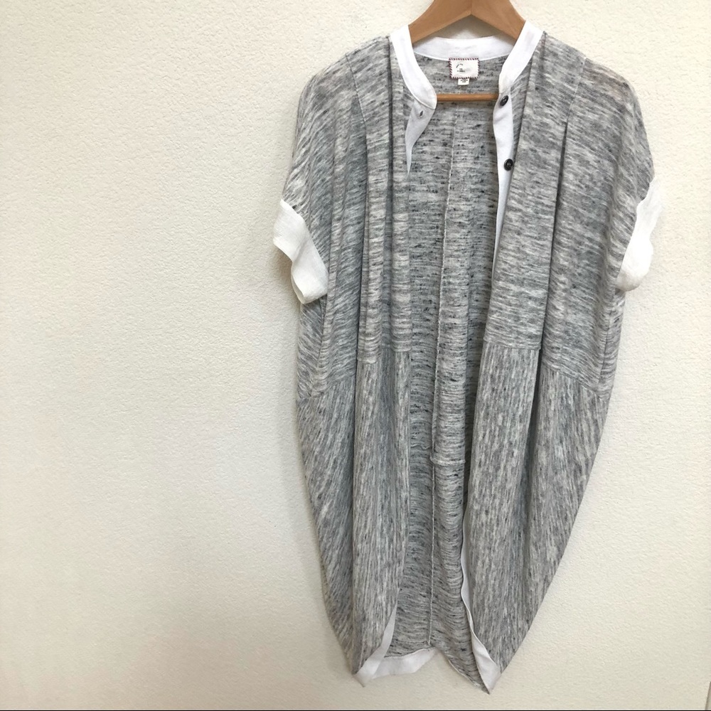 ANTHROPOLOGIE 9-H15 STCL Heather Gray Buttons Up Long Cardigan DUSTER Sz XS